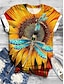 cheap Women&#039;s T-shirts-Women&#039;s Tunic Sunflower Weekend Orange Short Sleeve Hawaiian Crew Neck Summer
