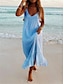 preiswerte schlichte Kleider-Damen Weißes Kleid Casual kleid Sommerkleid kleid lang Rüsche Verabredung Urlaub Strand Strassenmode Maxi V Ausschnitt Ärmellos Schwarz Weiß Gelb Farbe