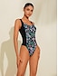 preiswerte Designer-Bademode-Einteiliger Badeanzug mit gekreuztem Rücken und Blumenmuster