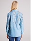baratos Blusas e Camisas de mulher-Mulheres Camisa Social Blusa Floral Botão Imprimir Casual Feriado Elegante Vintage Moda Manga Longa Colarinho de Camisa Azul Primavera Outono