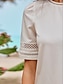 Χαμηλού Κόστους Βασικές Γυναικείες Μπλούζες-Γυναικεία Δαντελένιο πουκάμισο Μπλούζα Κορυφή ματιών Σκέτο Κουρελού Causal Μοντέρνα Μισό μανίκι Στρογγυλή Λαιμόκοψη Μαύρο Καλοκαίρι