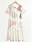 abordables Robes à motifs-Femme Géométrique Bloc de couleur Imprimer Col Ras du Cou Mini robe du quotidien Manche Courte Eté Printemps