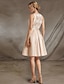 זול שמלות קוקטייל-שמלת מסיבת קוקטייל א-ליין שמלת דרבי קנטקי אלגנטית סאטן סאטן עם תוספת תחרה קצרה/מיני ללא שרוולים.
