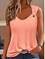ieftine Bluze &amp; Camisole Damă-Pentru femei Bluză Simplu Casual Roz Îmbujorat Fără manșon Modă În V Vară