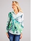 cheap Women&#039;s Blouses &amp; Shirts-Women&#039;s Shirt Blouse Graphic Abstract Button Print Casual Daily Elegant Fashion Basic Long Sleeve Shirt Collar Blue Spring Fall