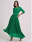 olcso Romantikus csipkeruhák-női báli ruha buli ruha csipke ruha hosszú ruha maxi ruha zöld 3/4 hosszú ujjú tiszta szín csipke nyár tavasz ősz legénységi nyak divat 2023 xxl