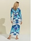 preiswerte Lässiges Kleid mit Aufdruck-Maxikleid mit geometrischem Print und V-Ausschnitt