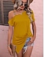 preiswerte Basic-Damenoberteile-T Shirt Damen Schwarz Gelb Rosa Feste Farbe Asymmetrischer Saum Kalte Schulter Strasse Täglich Modisch Ein-Schulter Regular Fit S