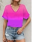 preiswerte T-Shirts für Damen-Damen T Shirt Farbverlauf Farbverläufe Urlaub Hawaiianisch Stilvoll Kurzarm V Ausschnitt Rosa Sommer