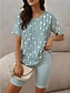 cheap Women&#039;s Two Piece Sets-Women&#039;s T shirt Tee Shorts Sets Geometric Print Casual Daily Fashion Short Sleeve V Neck Light Green Summer