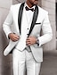 billige Tuxedo dragter-kongeblå lilla grøn herre efterår bryllup prom smoking 3-delt sjalkrave mode standard pasform enkeltradet en-knaps 2024