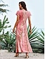 Χαμηλού Κόστους Print Φορέματα-Γυναικεία Καθημερινό φόρεμα Ombre Μαρμάρινη εκτύπωση Σκίσιμο Στάμπα Λαιμόκοψη V Μακρύ φόρεμα Μπόχο Διακοπές Κοντομάνικο Καλοκαίρι