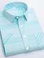 Χαμηλού Κόστους Ανδρικά πουκάμισα-Ανδρικά Πουκάμισο Επίσημο Πουκάμισο Μπλε Απαλό Μπλε Σκούρο μπλε Κοντομάνικο Ριγέ Απορρίπτω Άνοιξη &amp; Χειμώνας Γάμου Γραφείο &amp; Καριέρα Ρούχα Στάμπα