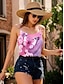 ieftine Bluze &amp; Camisole Damă-Pentru femei Bluză Camizol Vestă Floral Fluture Casual Imprimeu Mov Fără manșon Modă Șic Stradă În V Vară
