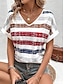 billiga T-shirts för damer-Dam Summer Tops Ledigt Dagligen Rubinrött Kortärmad Mode V-hals Sommar