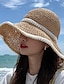 economico Cappelli di paglia-cappello a secchiello in paglia con finiture in perle finte eleganti cappelli da sole in tinta unita cappelli da spiaggia da viaggio pieghevoli alla moda per donne e ragazze