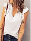 olcso Női pólók-Női Póló Sima Hétköznapi Napi Fodrozott Fehér Rövid ujjú Divat Modern Hasított nyak Nyár