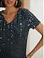 olcso Női pólók-Női Póló Pöttyös Nyomtatott Hétköznapi Napi Alkalmi Alap Szikla Rövid ujjú V-alakú Medence