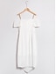 billige festkjole-kvinders chiffon særlige lejlighed hvid drop shoulder asymmetrisk elegant bryllup gæst midikjole