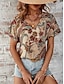 olcso Női pólók-Női Póló Paisley Napi Hétvége Nyomtatott Sárga Rövid ujjú Divat V-alakú Nyár