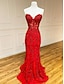 Χαμηλού Κόστους Φορέματα Χορού Αποφοίτησης-Τρομπέτα / Γοργόνα Φορέματα χορού Λαμπερή Φόρεμα Βραδινό Πάρτυ Ουρά Αμάνικο Στράπλες Δαντέλα Εξώπλατο με Διακοσμητικά Επιράμματα 2024