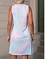 voordelige Jurken met print-Dames Tank-jurk Tie Dye Geplooid U-hals Mini-jurk Stijlvol Boho Vakantie Mouwloos Zomer