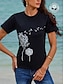 billiga T-shirts för damer-Dam T-shirt 100 % bomull Maskros Ledigt Helgen Mönster Svart Kortärmad Mode Grundläggande Rund hals Sommar