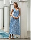 Χαμηλού Κόστους Print Φορέματα-Γυναικεία Φλοράλ Στάμπα Λαιμόκοψη V Μακρύ Φόρεμα Μάξι Φόρεμα Στυλάτο Ημερομηνία Αμάνικο Καλοκαίρι Άνοιξη