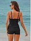 cheap Tankinis-Women&#039;s Swimwear Tankini 2 Piece Swimsuit Ruffle Layered Color Block Stripe Tropical Modern Bathing Suits