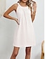 olcso sima ruhák-Női Fehér ruha hétköznapi ruha nyári ruha Mini ruha Fűzőlyuk Vakáció Tengerpart Alap V-alakú Ujjatlan Fekete Fehér Sötétkék Szín
