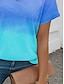 billige T-shirts til kvinde-Dame T-shirt Nuance Farvegradient Ferierejse Hawaiiansk Stilfuld Kortærmet V-hals Lyserød Sommer