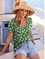preiswerte T-Shirts für Damen-Damen T Shirt Blumen Urlaub Bedruckt Grün Kurzarm Hawaiianisch V Ausschnitt Sommer