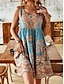 cheap Print Dresses-Women&#039;s Sundress Tank Dress Floral Ruched Print U Neck Midi Dress Tropical Vacation Beach Sleeveless Summer Spring