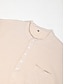 abordables Camisa de lino y algodón-Hombre Camisa camisa de lino Camisa de verano Camisa de playa Bleu Ciel Rojo tinto Negro Manga Larga Color sólido Cuello Verano Primavera Calle Hawaiano Ropa