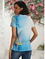 olcso Női pólók-Női Póló Grafika Absztrakt Napi Hétvége Nyomtatott Sárga Rövid ujjú Alap Neon és fényes V-alakú