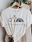 voordelige Dames T-shirts-Dames T-shirt Modaal Grafisch Brief Dagelijks Weekend Afdrukken Wit Korte mouw Modieus Ronde hals Zomer