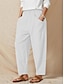 cheap Women&#039;s Sleep Tops &amp; Bottoms-Women&#039;s Pants Pure Color Fashion Basic Comfort Home Daily Cotton And Linen Breathable Long Pant Pocket Elastic Waist Summer White Dark Blue
