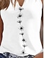 billige Tanktoppe og camisole til kvinder-Dame Tanktop Blomstret Trykt mønster Afslappet Ferie Basale Uden ærmer V-hals Sort