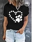 voordelige Dames T-shirts-Dames T-shirt Bourgondië T-shirt 100% katoen Grafisch Hond Brief Afdrukken Dagelijks Feestdagen Weekend Basic Korte mouw Ronde hals Zwart