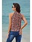economico T-Shirt da donna-Per donna Top estivi Leopardo Senza maniche Halter Neck Cachi Primavera estate