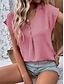 voordelige Basisshirts voor dames-Overhemd Blouse Dames Zwart Wit Blozend Roze Effen nappi Straat Dagelijks Modieus V-hals Normale pasvorm S