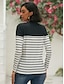 cheap Women&#039;s T-shirts-Women&#039;s T shirt Tee Striped Daily Weekend Print Black Long Sleeve Basic Round Neck Fall &amp; Winter