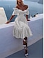 ieftine rochii simple-Pentru femei Rochie albă Rochii Midi Bufantă Dată Vacanță Șic Stradă Sexy De Pe Umăr Manșon scurt Alb Roz Îmbujorat Culoare