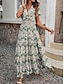 abordables Vestidos estampados-Mujer Vestido informal Vestido de una línea Floral Estampado Escote en Pico vestido largo vestido largo Vacaciones Manga Corta Verano