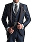 cheap Suits-Burgundy Gray Men&#039;s Prom Suits Wedding Party Suits Solid Colored 3 Piece Daily Business Plus Size Single Breasted One-buttons 2024