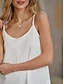 رخيصةأون ملابس علوية أساسية للنساء-نسائي كنزة قميص قصير أسود أبيض أصفر 平织 بدون كم فضفاض مناسب للعطلات أساسي كاجوال V رقبة كتان M