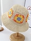 ieftine Pălării Damă-pălărie de găleată din paie croșetată colorată, cu flori de epocă, pălării de soare, pălării de plajă pliabile de călătorie, pentru femei, fete