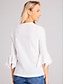 baratos Tops básicos de mulher-Mulheres Camisa Social Blusa Tecido Renda Contraste Bordado Ilhó Branco Meia-Manga Elegante Básico Decote Redondo Verão