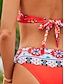 baratos Conjuntos de Bikini-Mulheres Roupa de Banho Biquíni 2 partes roupa de banho Nadador Sexy Floral Decote V Férias Roupa de Praia Fatos de banho