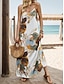 cheap Print Dresses-Women&#039;s Casual Dress A Line Dress Slip Dress Print Strap Long Dress Maxi Dress Vacation Sleeveless Summer